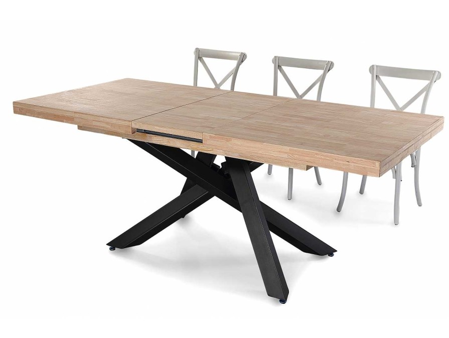 Salones Merkamueble | Mesa Comedor Extensible160X90 Cm Color Roble Nordish-Negro