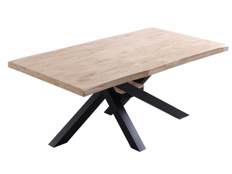 Salones Merkamueble | Mesa Comedor Fija De 180 Cm Dise O Tapa Con Forma Color Roble Nordish-Negro