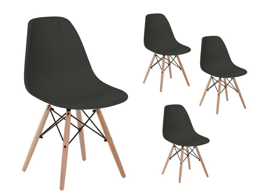 Salones Merkamueble | Pack 4 Sillas Comedor Pata N Rdica Color Negro