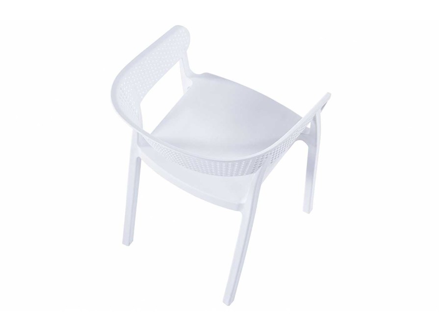 Salones Merkamueble | Pack 4 Sillones Polipropileno Perforado Blanco