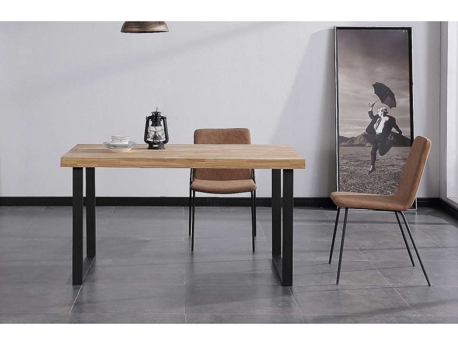 Salones Merkamueble | Mesa De Comedor Fija De 140 Cm Color Natural Roble-Negro