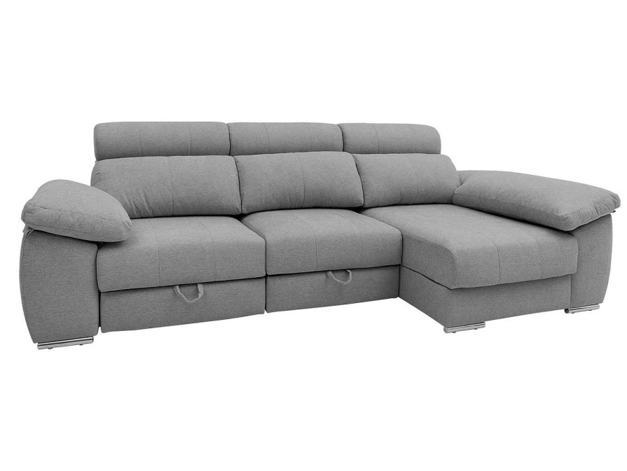 Sof S Merkamueble | Chaise Longue Derecho Con Asientos Deslizantes De Carro Tapizado Gris