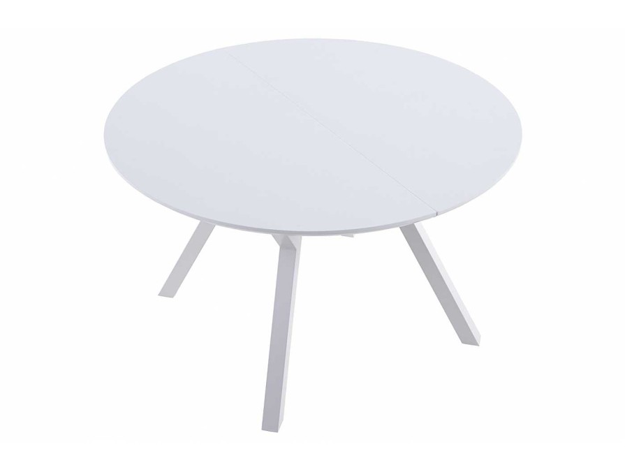 Salones Merkamueble | Mesa Comedor Redonda Extensible De 120 Cm Color Blanco