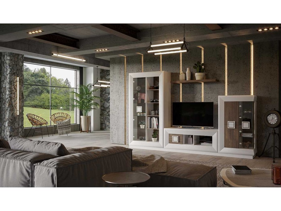 Salones Merkamueble | Composici N Sal N Modular Color Roble Blanco P.A / Roble N1