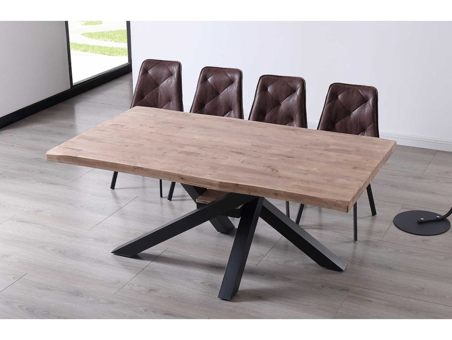 Salones Merkamueble | Mesa Comedor Dise O Tapa Con Forma Color Roble Honey-Negro