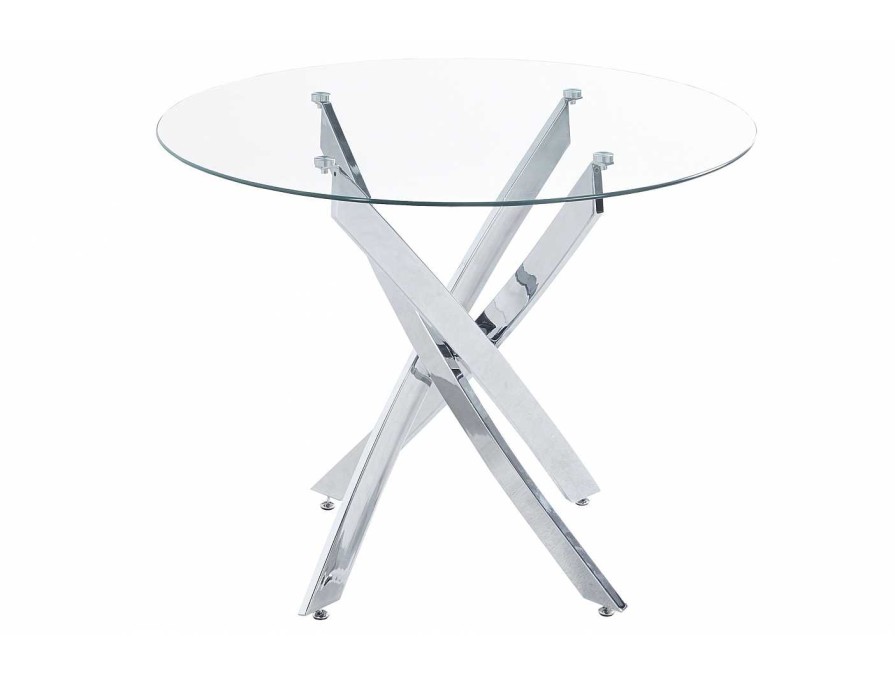 Salones Merkamueble | Mesa Comedor Redonda De 100 Cm Color Cristal-Cromo