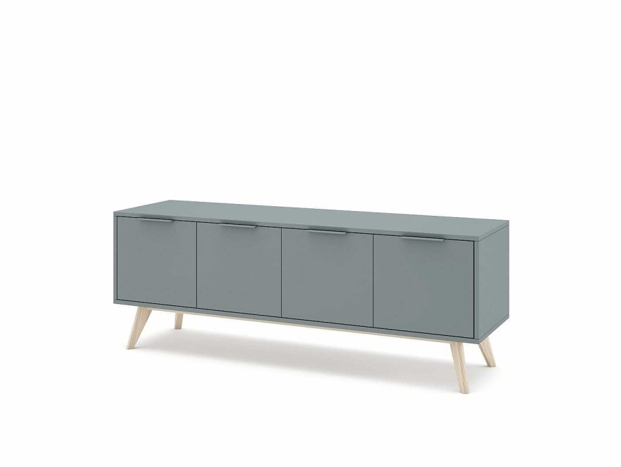 Salones Merkamueble | Mueble Tv Con 4 Puertas Color Verde Kaki-Cera Blanca