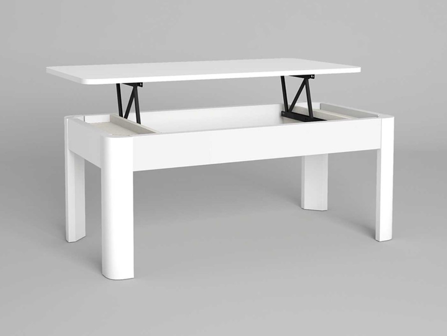 Salones Merkamueble | Mesa De Centro Elevable De 100 Cm Color Blanco Mate