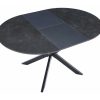 Salones Merkamueble | Mesa Comedor Redonda Extensible De 100 Cm Color Ceramic Negro-Negro