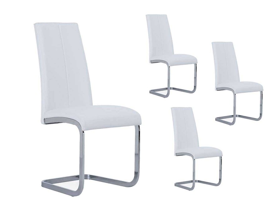 Salones Merkamueble | Pack 4 Sillas Comedor S Mil Piel Color Blanco