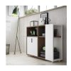 Auxiliares Merkamueble | Mueble Librero Con Puerta Y Ruedas Color Roble Viejo-Blanco Roto