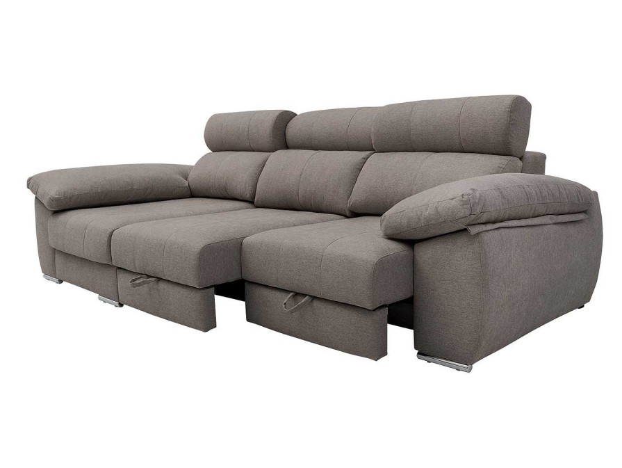 Sof S Merkamueble | Chaise Longue Izquierdo Con Asientos Deslizantes De Carro Tapizado Gris