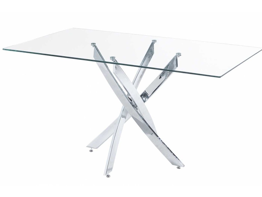 Salones Merkamueble | Mesa Comedor Rectangular Cristal-Cromo