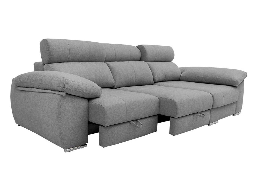 Sof S Merkamueble | Chaise Longue Derecho Con Asientos Deslizantes De Carro Tapizado Gris